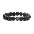 Stainless steel bracelet with a single geometric-cut volcano agate bead and a magnetic clasp.
