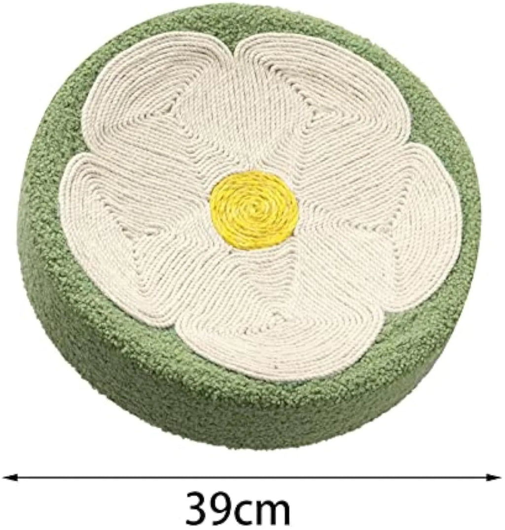 Green round sisal cat scratcher bowl bed for scratching and lounging