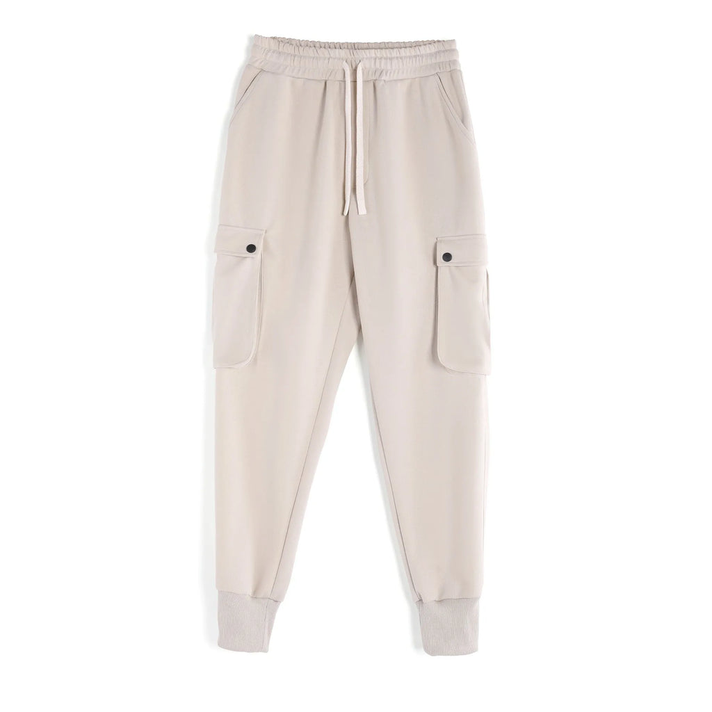 Men's loose fit cotton ankle-tied sports trousers with multiple pockets in six colour options