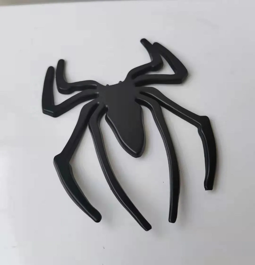 3D metal spider car bumper sticker in zinc alloy measuring 7x5cm
