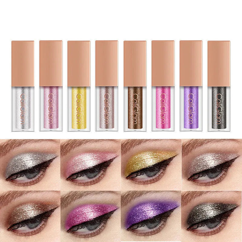 Multicolor pearl glitter liquid eyeshadow set with eight colours in black palette C005