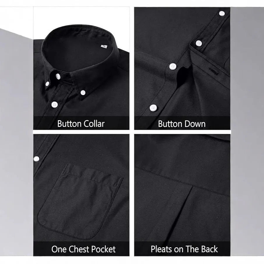 Cotton blend Oxford long sleeve button shirt in cardigan style