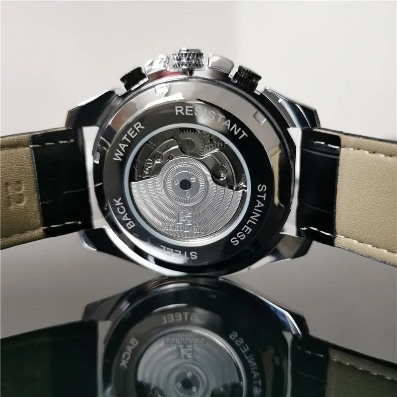 Men's automatic mechanical watch with 12mm thickness in various colour combinations