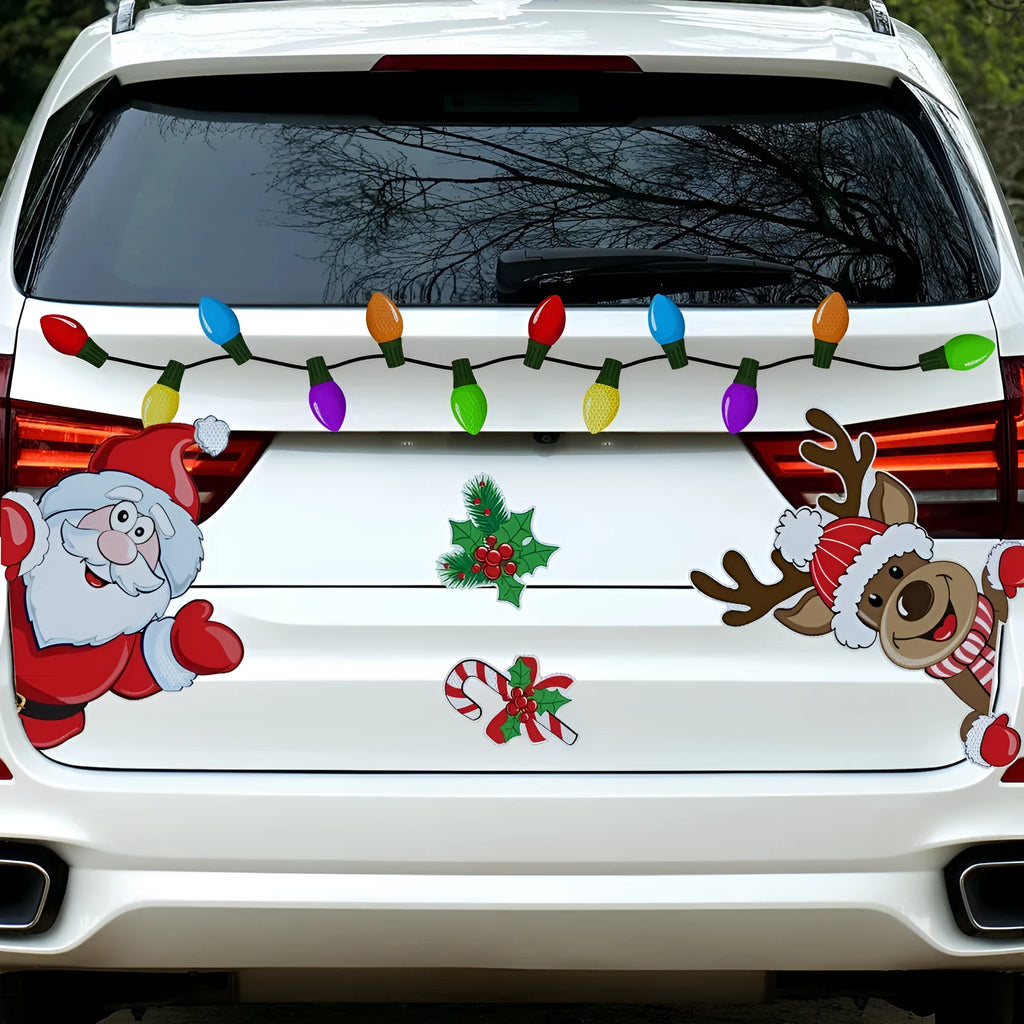 Cartoon Christmas elk reflective magnetic sticker with 6 thread design in RFM026 colours