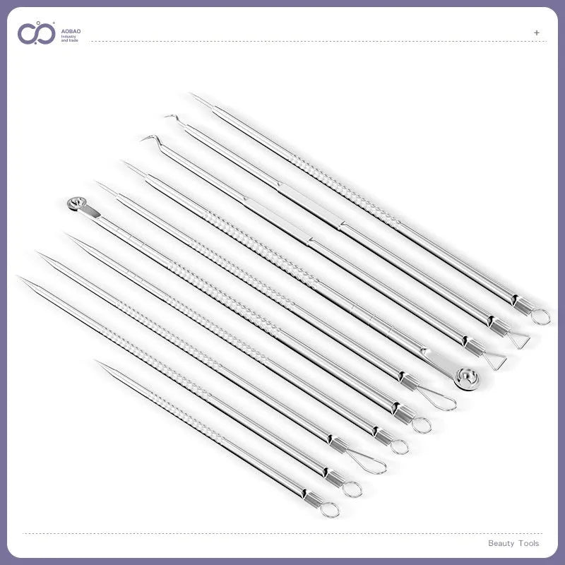 4-piece metal acne needle set with ultra fine pointed tips for precise skin treatment applications