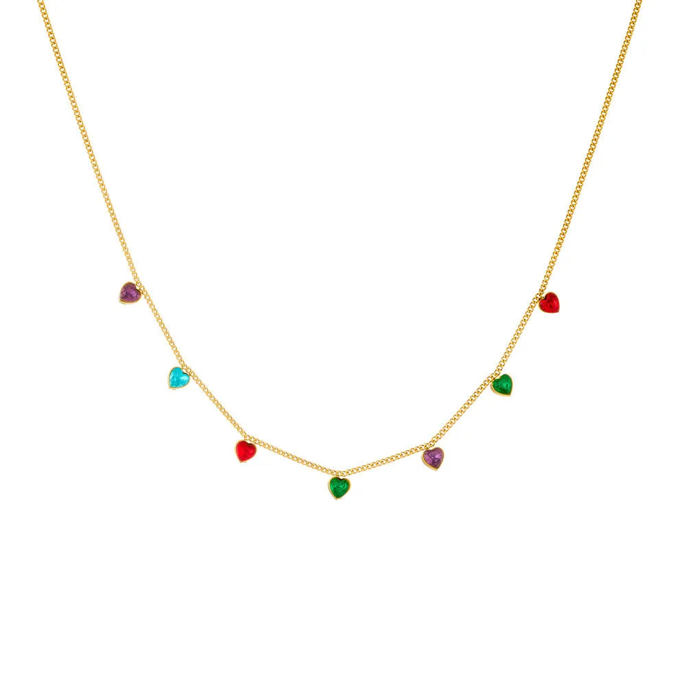Women's gold-plated heart necklace with stainless steel chain adjustable 41-50cm length