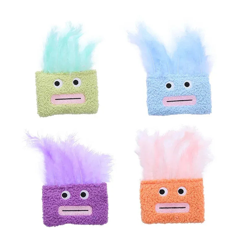 Big mouth explosion head shaped catnip plush toy in blue, green, orange or purple colours