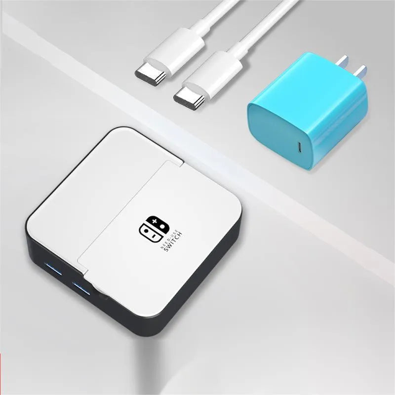 Portable multi-function game console adapter with Type-C port on compact PVC-aluminium housing