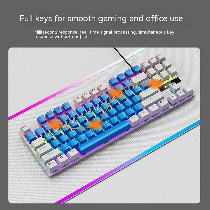 K87 mechanical keyboard with green or red axis switches in selected colour option