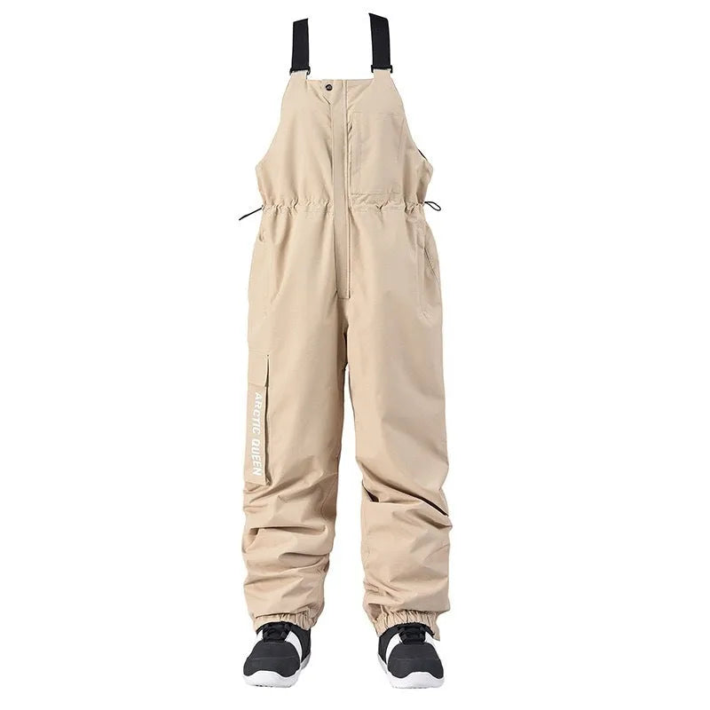 New outdoor ski suit bib top pants for men and women, polyester, waterproof, breathable, available in grey green and other colours