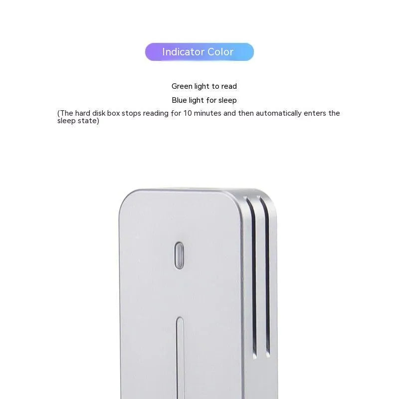 Aluminium alloy M.2 SSD external enclosure showing compact size and USB-C port.