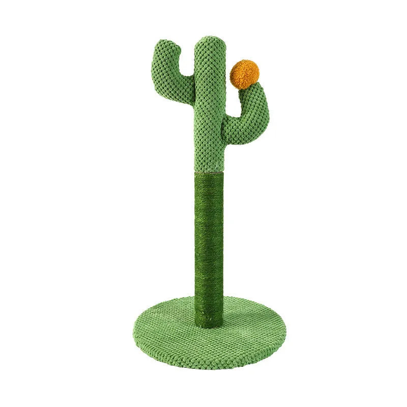 Cactus-shaped cat scratch board with climbing pole and platform, coconut tree alternative design