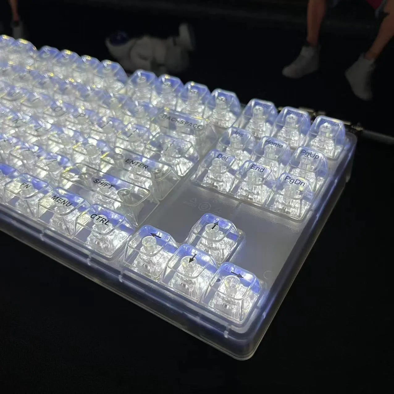 Transparent mechanical keyboard key cap set with 132 keys for MX stem compatibility