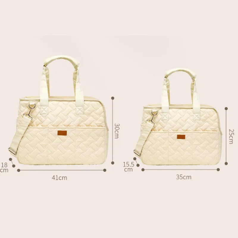 Grey pet carrier handbag with mesh panels and shoulder strap for cat or small dog transport