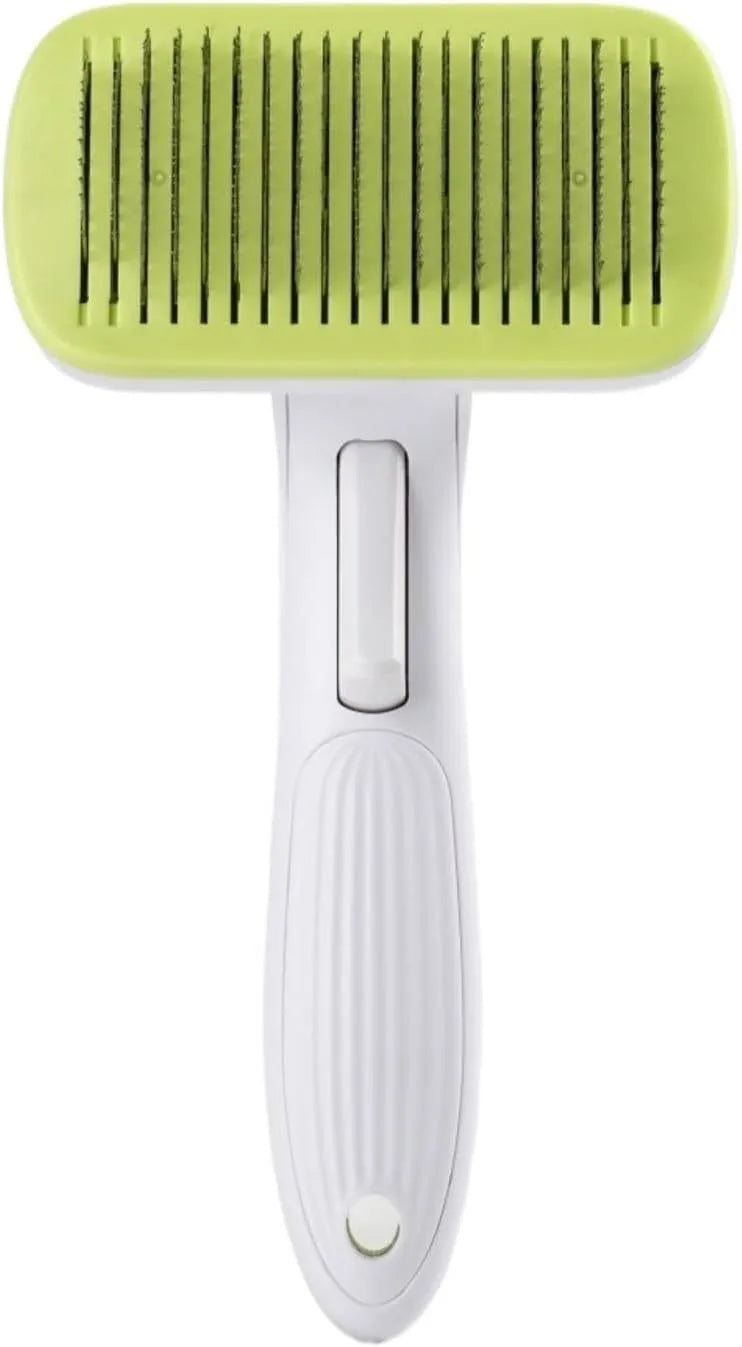 Automatic pet hair removal comb for dogs and cats with needle comb system in blue colour