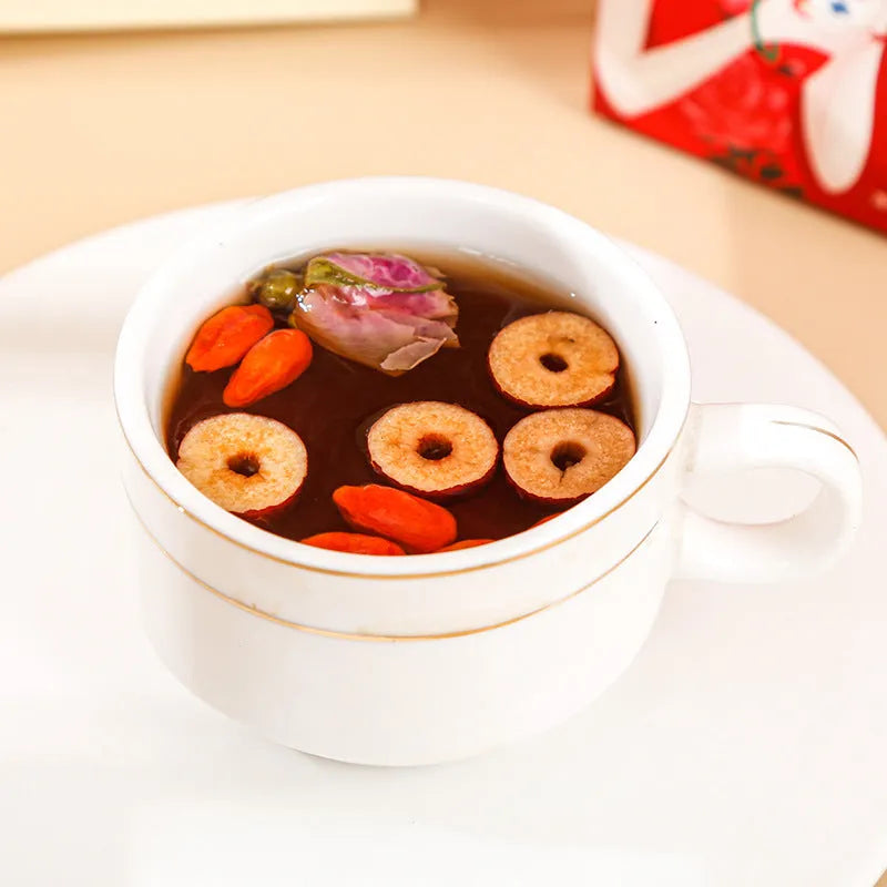 Yuantang brown sugar ginger and jujube tea 150g box with herbal tea bags showing traditional ingredients