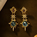 Gold retro court style stud earrings with geometry shape and round elements