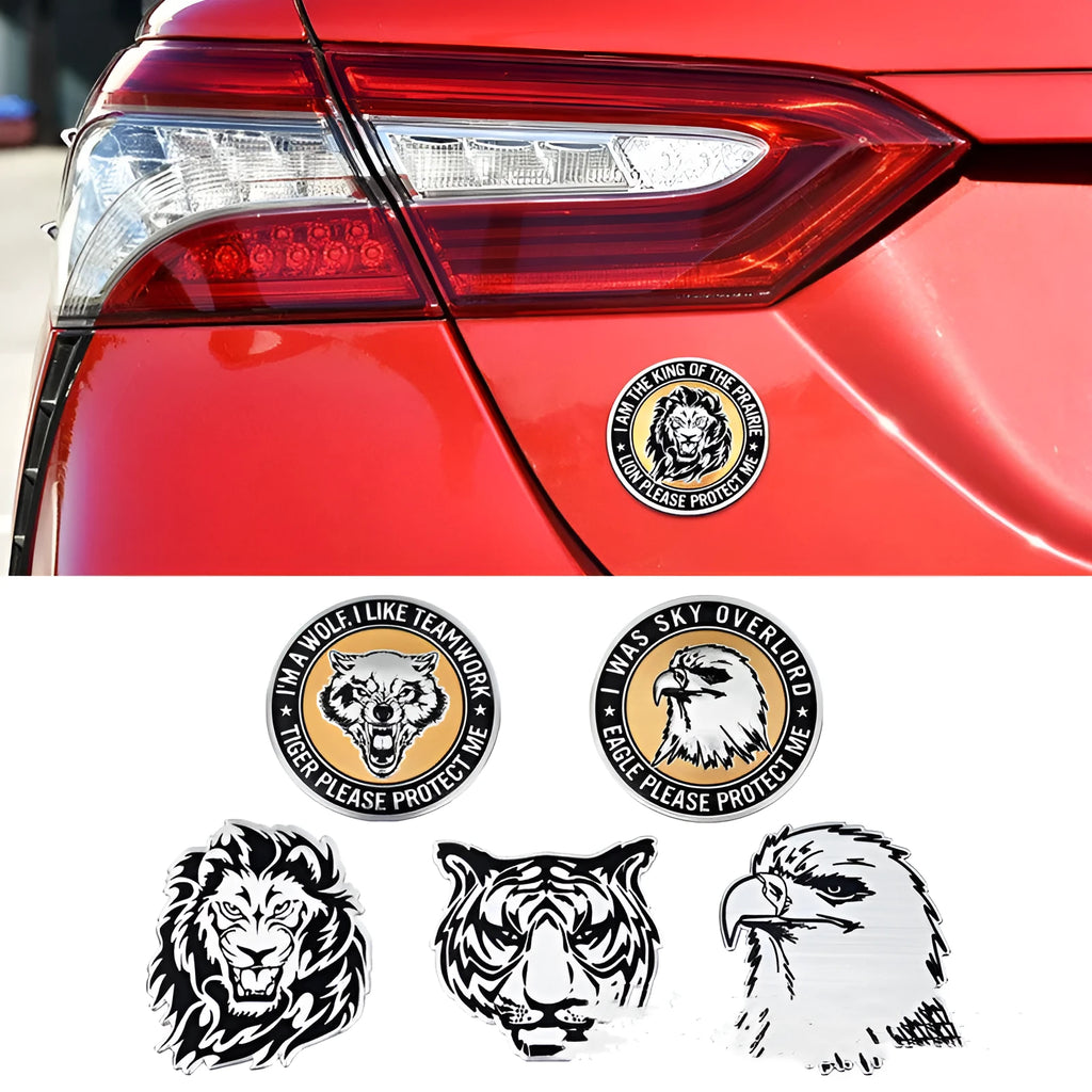Aluminium car body sticker metal badge for vehicle exterior modification in animal designs