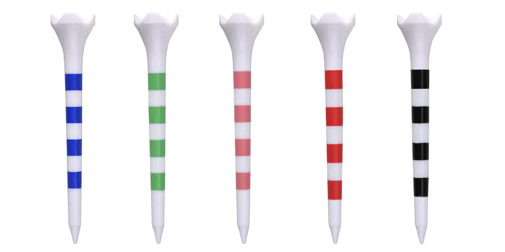 Plastic golf tee with spike stripe print in 70mm or 83mm size for golf practice