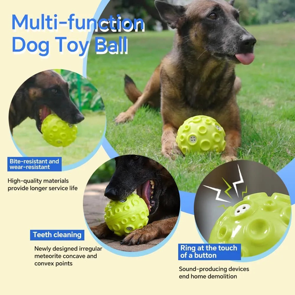 Coloured rubber dog ball with textured surface for aggressive chewers and teeth cleaning