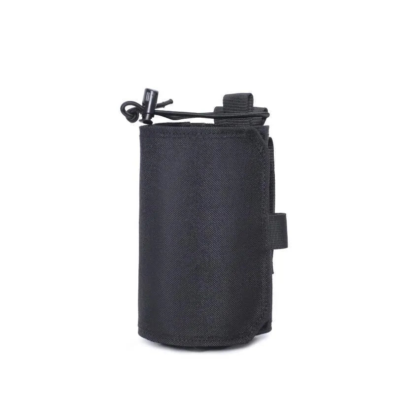 Adjustable Oxford cloth bottle cover with PU lining for outdoor sports in black or khaki colour