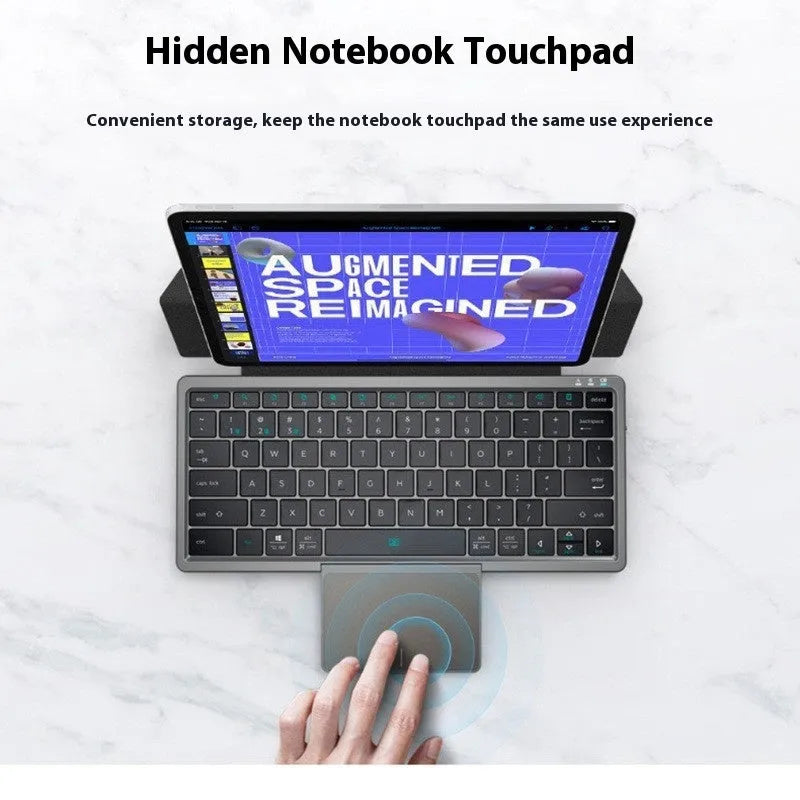 Three-in-one wireless Bluetooth keyboard with touchpad and leather sheath stand for tablets