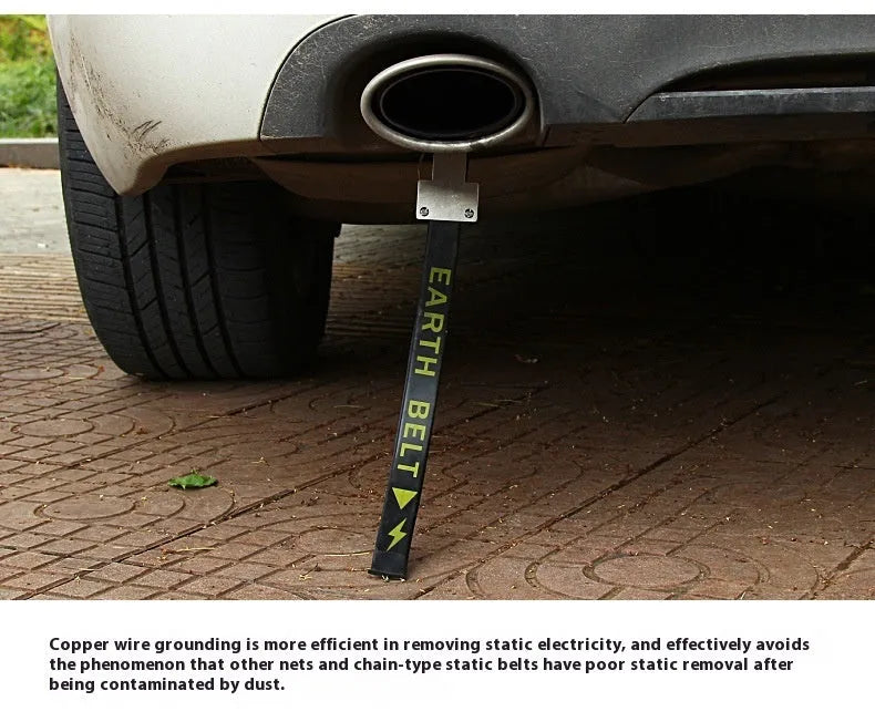 Black 370mm long car anti-static grounding strap with chain links for winter use on cars and SUVs.