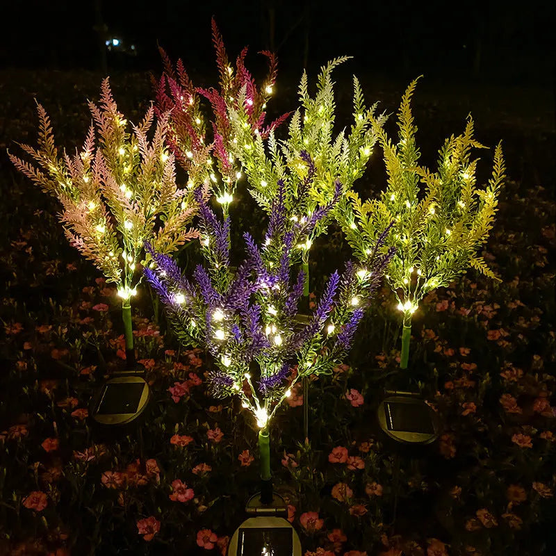 Solar powered garden floor lamp with flower shape design and LED light