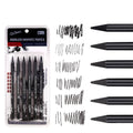 Set of wood-free graphite sketching pencils in six hardness grades for drawing and art