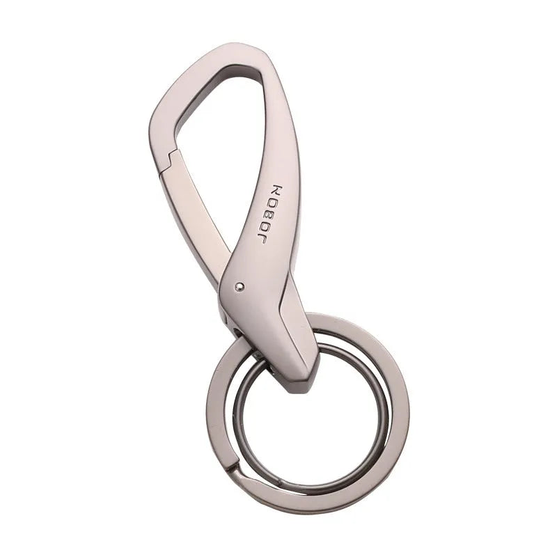 Zinc alloy waist key chain with double rings in black chrome nickel colours