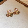 Retro geometric copper earrings for women in silver needle golden purple gray colour