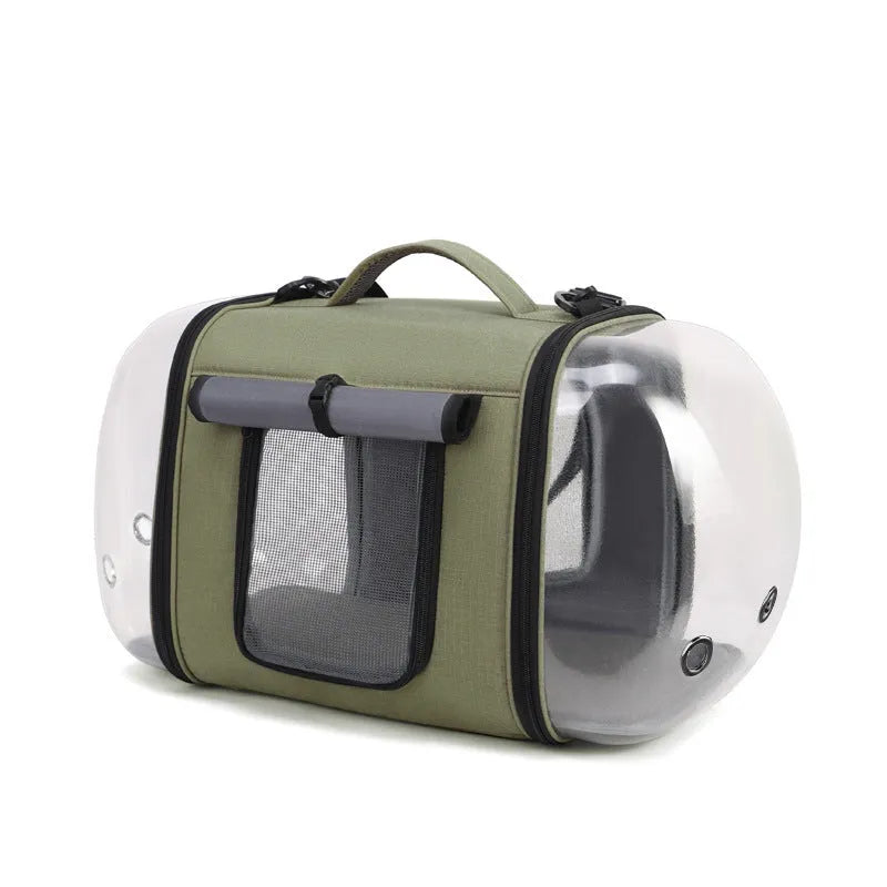 Outdoor portable pet carrier bag with roller shutter design in four colours for cats under 10kg
