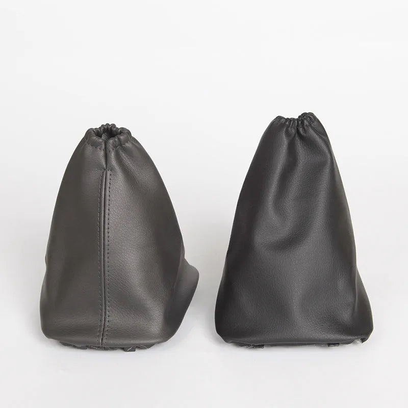 Black leather car shift lever dust cover for Toyota Corolla measuring 15.2 by 12.9 by 2.3 cm