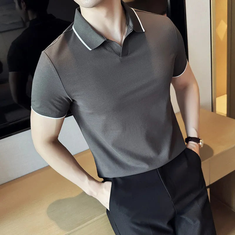 Mercerized pearl cotton blend short sleeve polo shirt in regular fit showing colour options
