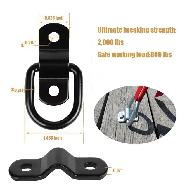 Galvanised black carbon steel floor hook with pull ring for truck cargo tie-down
