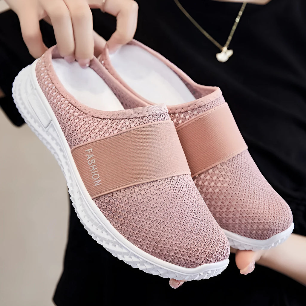 Women's casual mesh shoes with flat heel and hollow out design in various colours