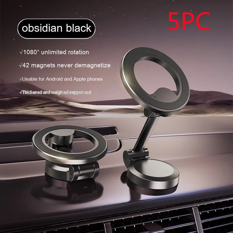 All-metal foldable magnetic car phone mount for dashboard or windscreen mounting