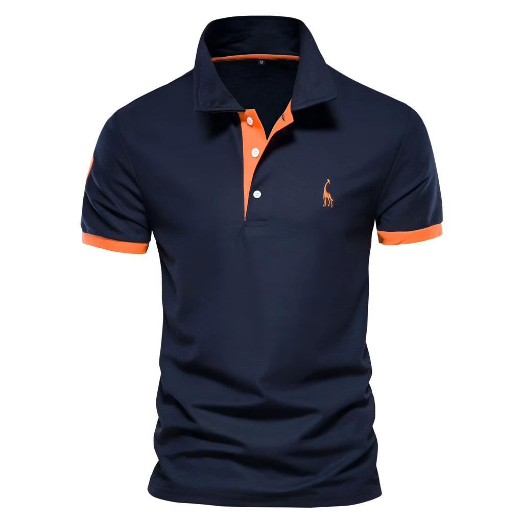 Men's slim fit grey t-shirt featuring a detailed embroidered deer design on the chest