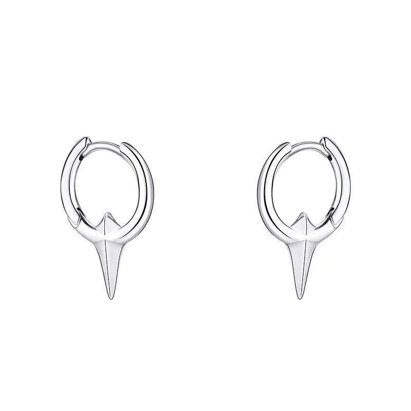 A pair of platinum-coloured geometric star-shaped clip-on earrings for women, made from electroplated copper.