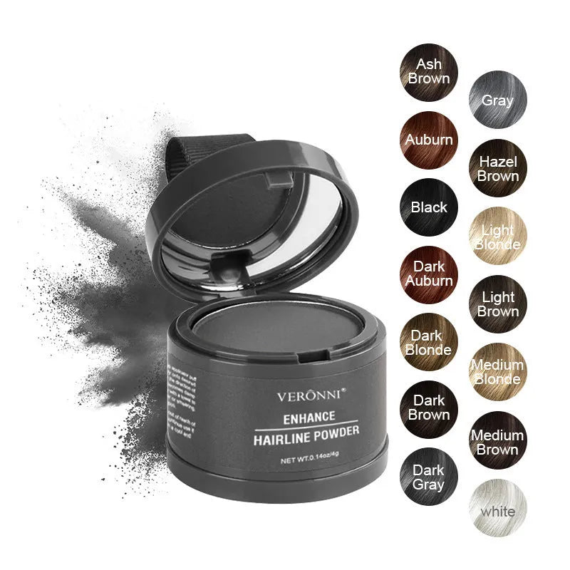 Hairline powder container showing 14 colour shades for shadow repair and skin tone improvement