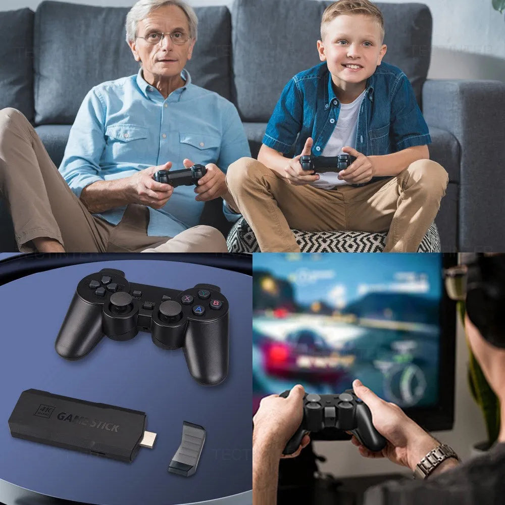 4K wireless open-source TV game console with HDMI cable and wireless handle on ABS housing