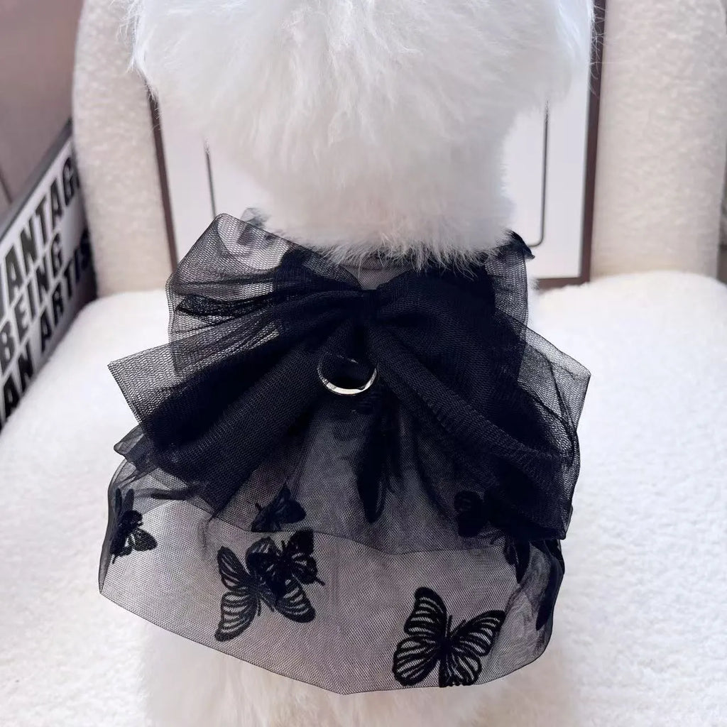 Black polyester tulle skirt for small pet dog or cat, princess style