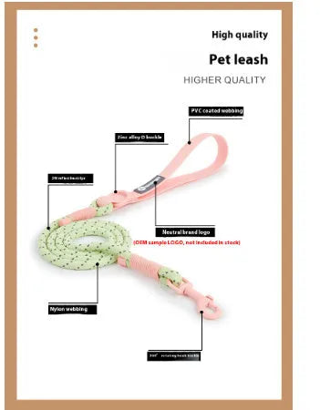 Solid colour PVC dog leash with hand-holding rope in crimson purple yellow or taoyao green