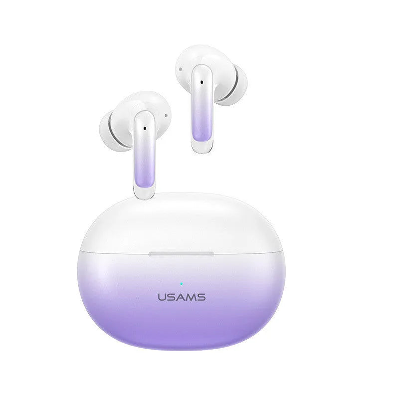 Wireless sports gaming Bluetooth in-ear headset in gradient blue colour, showing earbud design.