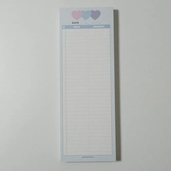 Vertical English learning notepad with double-sided printing in B5 half size