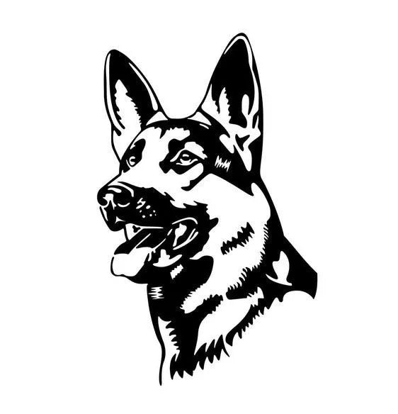 Reflective Alsace Shepherd dog car bumper sticker in five colour options
