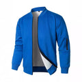 Men's loose fit knitted jacket in black, blue or grey with long sleeves and edging detail