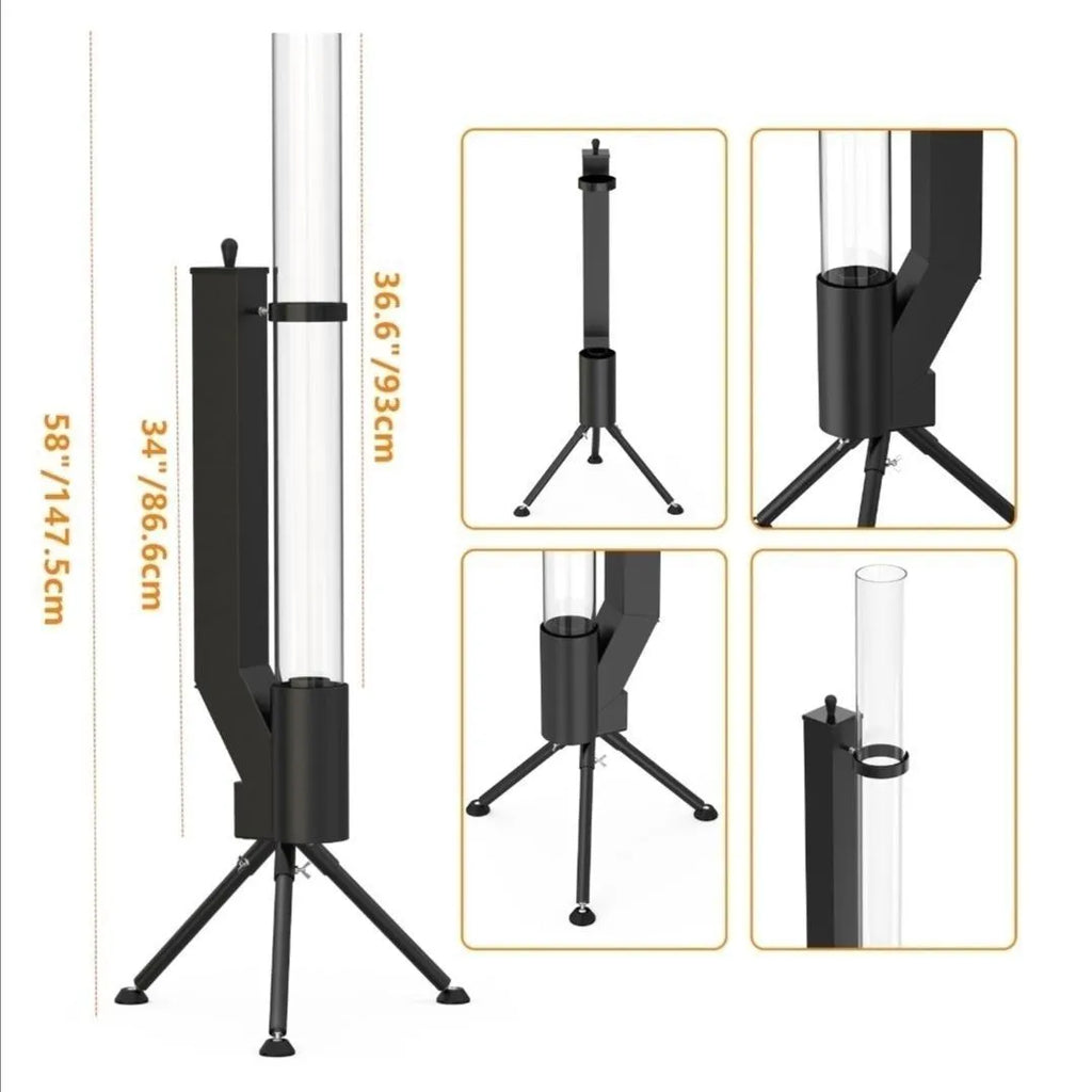 Vertical iron wood burning rocket furnace heating stove for outdoor courtyard and garden use