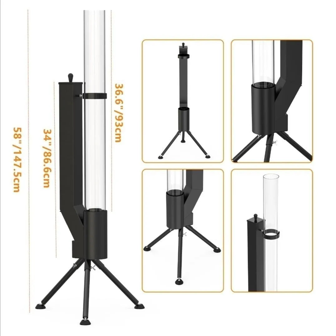 Vertical iron wood burning rocket furnace heating stove for outdoor courtyard and garden use