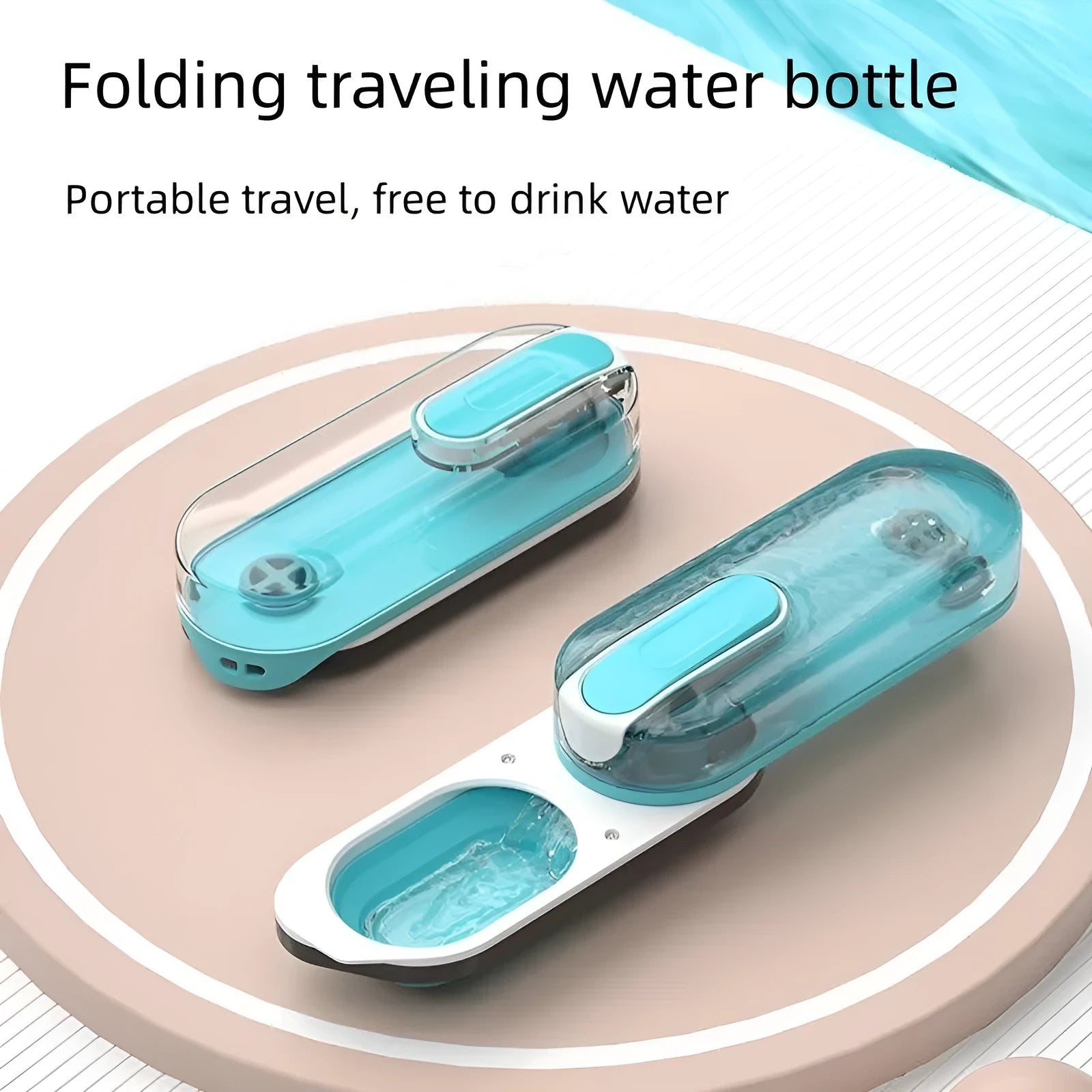 Portable pet water bottle with foldable silicone drinking bowl for dogs and cats
